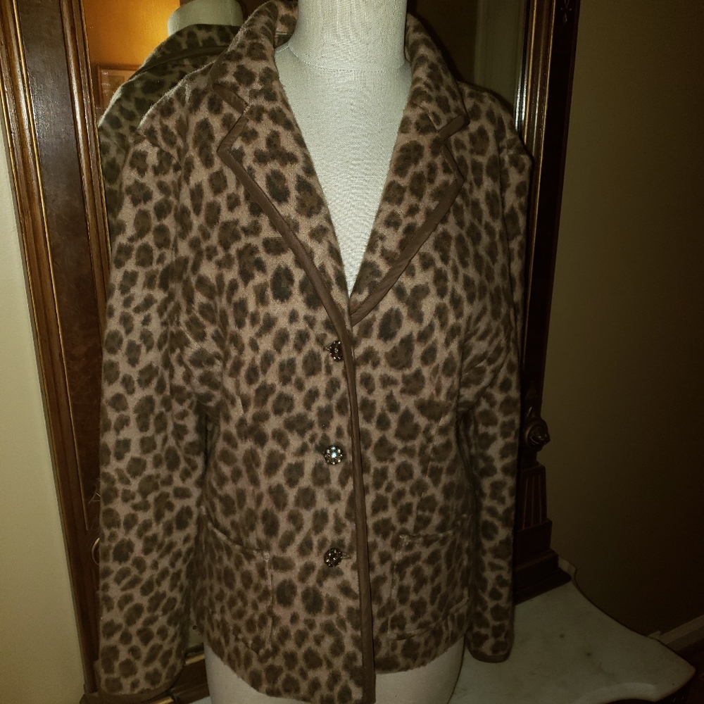 Talbots Leopard Print Wool Jacket